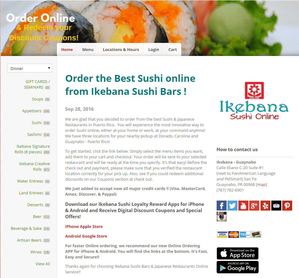 Ikebana Sushi Online Ordering App Dorado Carolina Guaynabo